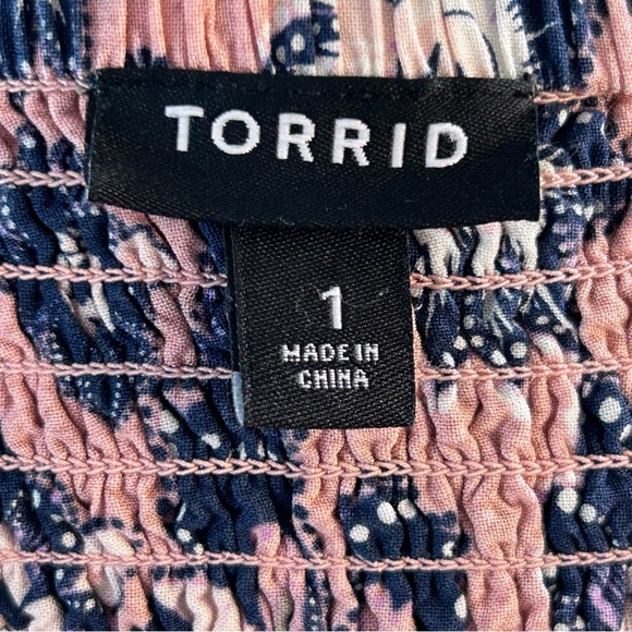 TORRID Pink/Blue/White Floral Print Sweetheart Dress - Picture 4 of 11